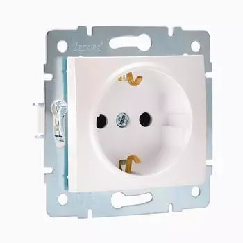 Механизм розетки 1-м СП KARINA защ. шторки с заземл. термопласт жемчуж./бел. перламутр LEZARD 707-3088-124B