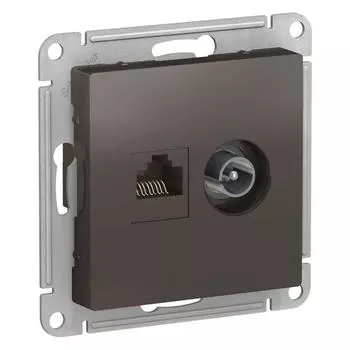Механизм розетки 2-м ATLAS DESIGN комп. RJ45 кат.5E+TV мокко SchE ATN000689