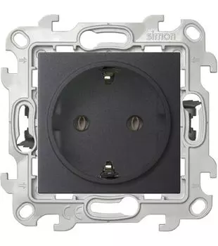 Механизм розетки 2К+З без защ. шторок Push&amp;Go Simon24 графит 2420434-038