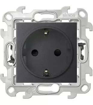 Механизм розетки 2К+З с защ. шторками Push&amp;Go Simon24 графит 2420432-038