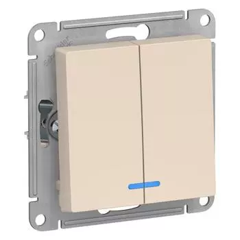 Механизм выключателя 2-кл. СП AtlasDesign 10А IP20 (сх. 5а) 10AX с подсветкой беж. SchE ATN000253