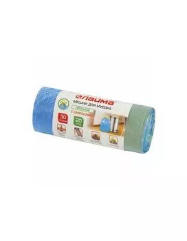 Мешки д/мусора 30л, завязки, синие, в рулоне 20шт, ПНД, 12мкм, 50х60см(±5%), прочные, ЛАЙМА, 601395, 10шт/партия