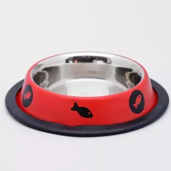 Миска для кошек нескользящая металлическая цветная с рисунком 240 мл VM-2509 (А)