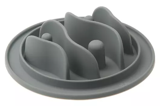 Миска для кошек ZooOne силиконовая рельефная (рыбки) игровая для медленного поедания корма (СЕРАЯ) 15 см 21006