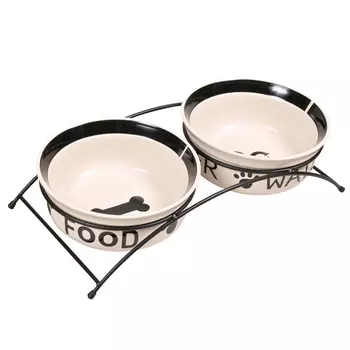 Миски TRIXIE 24641 керамические на подставке 0,6 л * 15 см, 2шт