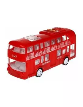 Модель пластик свет-звук ДВУХЭТАЖНЫЙ АВТОБУС,25см,двери,инерция 2011В010-R