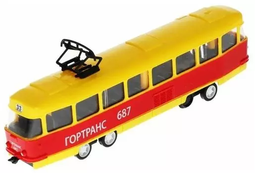 Модель пластик ТРАМВАЙ 17,5 см, открываются двери, 2004I022-R