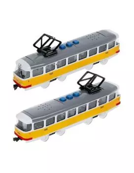 Модель "Трамвай" 21,5 см пластмассовая инерционная 3 кнопки TRAMOLD-22PL-WHYE