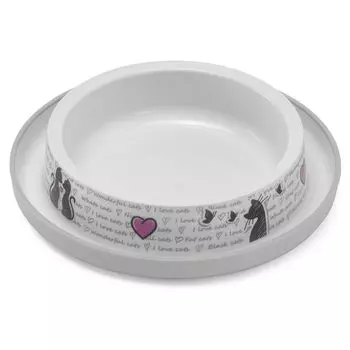 Moderna Cats in Love миска пластиковая нескользящая 210 мл, серо-белая
