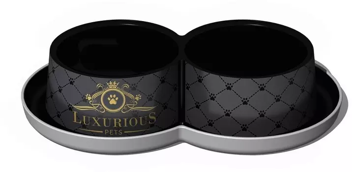 Moderna Luxurious миска Double двойная 350 мл, пластик, черная