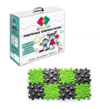 Модульные коврики-пазлы Играпол "Набор №15" (камешки серые+шишки зеленые, 8 модулей)