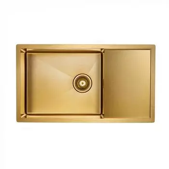 Мойка для кухни нержавеющая Paulmark PLATTE PM807844-BG брашированное золото