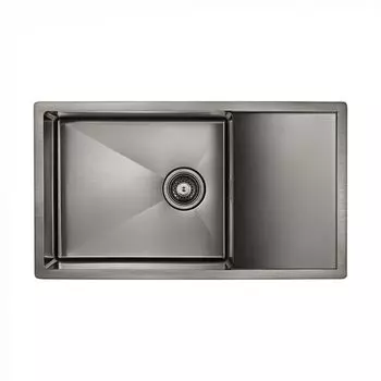 Мойка для кухни нержавеющая Paulmark PLATTE PM807844-GM вороненая сталь