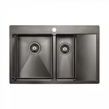 Мойка для кухни нержавеющая Paulmark UNION PM537851-GML вороненая сталь