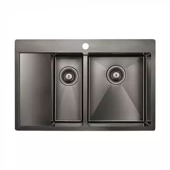 Мойка для кухни нержавеющая Paulmark UNION PM537851-GMR вороненая сталь