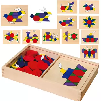 Мозайка в ящике 148 дет.разных форм и размеров,10 шаблонов картинок VIGA 50029