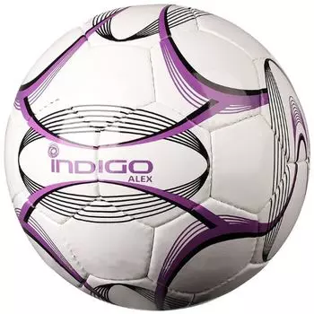 Мяч футбольный №5 INDIGO ALEX любительский (PVC 1.2 мм), N002, Бело-фиолетовый,