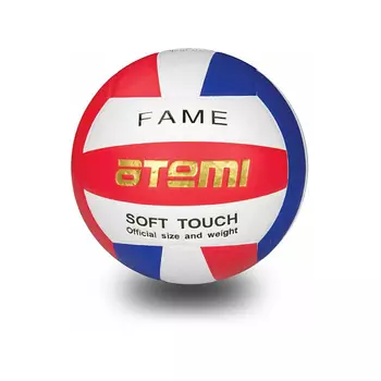 Мяч волейбольный Atemi FAME, синтетическая кожа PU Soft, красн/бел/син, 18 п, клееный, окруж 65-67