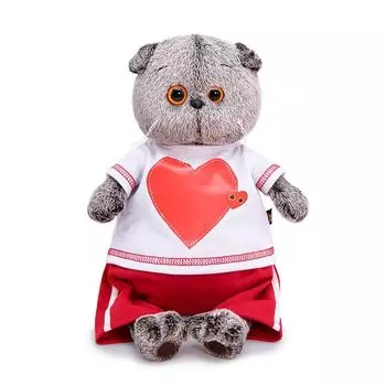 Мягкая игрушка BUDI BASA Ks30-139 Басик в футболке с сердцем 30 см