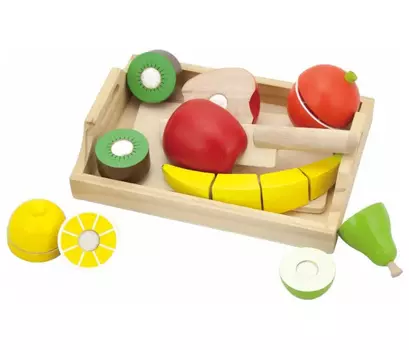 Набор "Режем фрукты" с подносом(дерево)в коробке в наборе:6 фруктов, нож,поднос VIGA VG58806