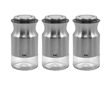 Набор банок для сыпучих продуктов TAC S TK 0331, 3 шт, серебряный