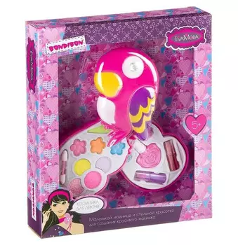 Набор детской декор.косметики Bondibon косметичка-попугай, 2х-уровневая,раздвижная:тени,лак,помада,2 заколки BB2265
