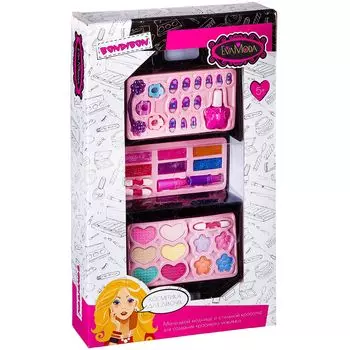 Набор детской декоративной косметики косметичка-чемодан гель-блеск,тени д/век,2 помады,лак д/ногтей,3 аппликатора ВВ2251