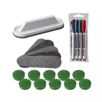 Набор для магнитно-маркерной доски (4 маркера + стиратель + чистящее средство + 10 магнитов), 2х3 ecoBoards, AS116