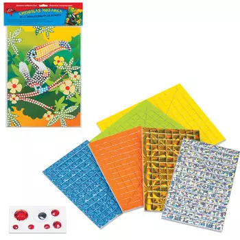 Набор для творчества АППЛИКА Сияющая мозаика: основа, самоклеящаяся мозаика, декор, С2258