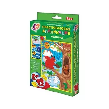 Набор для творчества ЛУЧ Пластилиновая аппликация Белочка: пластилин 6 цветов, стек, 2 рисунка, формы, 25С1555-08