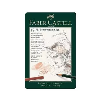 Набор художественный FABER-CASTELL Pitt Monochrome, 12 предметов, металлическая коробка