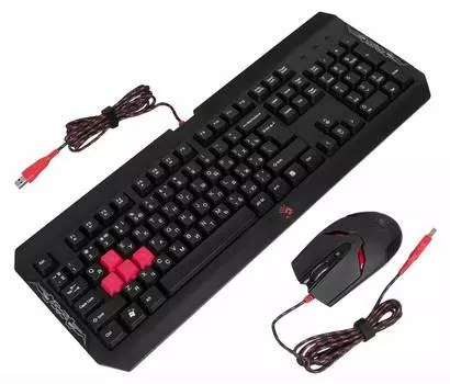 Набор клавиатура+мышь A4 Bloody Q1100 (Q100+S2) черный/красный