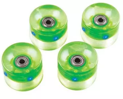 Набор колес для миниборда цвет зеленый с подсветкой (подшипник ABEC-5), AW-18.04