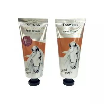 Набор (крем для рук и крем для ног с лошадиным маслом) FarmStay Visible Difference Hand &amp; Foot Cream Jeju Mayu, 100г+100г