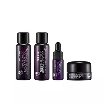 Набор миниатюр с коллагеном Mizon Collagen Miniature Set, эмульсия 40 мл, тонер 40 мл, крем 15 мл, сыворотка 9.3 мл