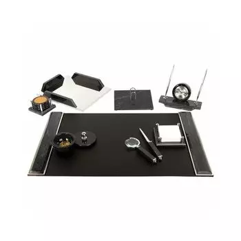 Набор настольный GALANT из мрамора, 9 предметов, черный мрамор/серебристые металлические детали, 231193