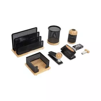 Набор настольный GALANT Wood&amp;Metal, 8 предметов, светлое дерево и черный металл, 230877