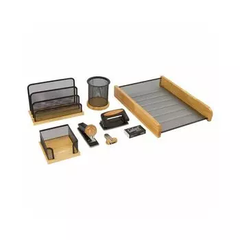 Набор настольный GALANT Wood&amp;Metal, 8 предметов, светлое дерево и черный металл, 230878