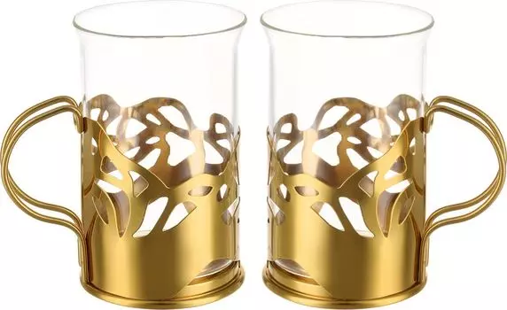 Набор стаканов 2 шт, в подстаканнике APOLLO genio Cite Gold 250мл