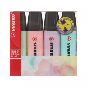 Набор текстовыделителей STABILO 4 шт., Вoss Pastel, ПАСТЕЛЬ АССОРТИ, линия 2-5 мм, 70/4-2
