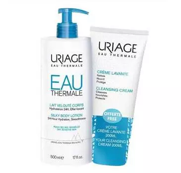 Набор Uriage Eau thermale Увлажняющее молочко для тела 500 мл+ Очищающий пенящийся крем 200мл