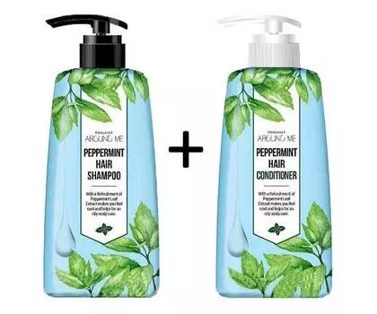 Набор Welcos Шампунь + Кондиционер Around me peppermint Hair Shampoo + Conditioner (500мл+ 500мл)
