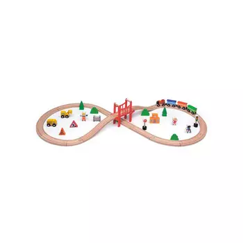 Набор "Железная дорога"39 дет.в коробке фигурки людей,поезда,машины,здания,деревья,дорожные знаки VIGA 50266