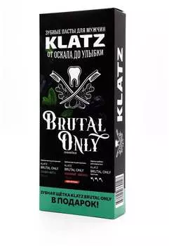 Набор Зубная паста Klatz Brutal Only Супер-мята 75мл+Бешеный имбирь 75мл+Зубная щетка жесткая