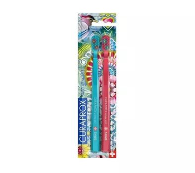 Набор зубных щеток CURAPROX "ultrasoft", d 0,10 мм (2 шт.) Summer 2021 (голубая, малиновая)