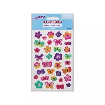 Наклейки гелевые Бабочки и цветочки, с тиснением фольгой, 10*15 см, ЮНЛАНДИЯ