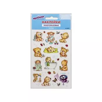 Наклейки гелевые Мишки, с тиснением фольгой, 10*15 см, ЮНЛАНДИЯ