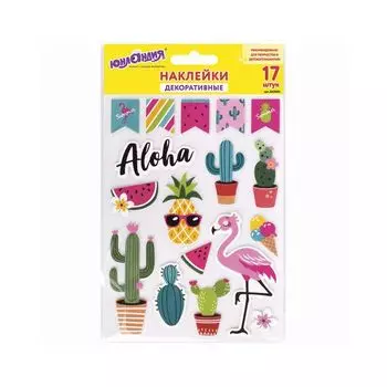 Наклейки из EVA "Гавайи", 17 штук, ассорти, 13х21 см, ЮНЛАНДИЯ, 662684
