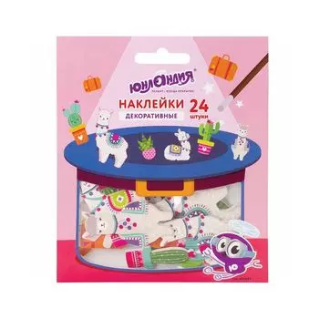 Наклейки из EVA "Ламы и кактус", 24 штуки, ассорти, ЮНЛАНДИЯ, 662687