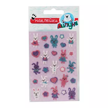 Наклейки ЛИПУНЯ Блестящие зайчики, с европодвесом, GS022